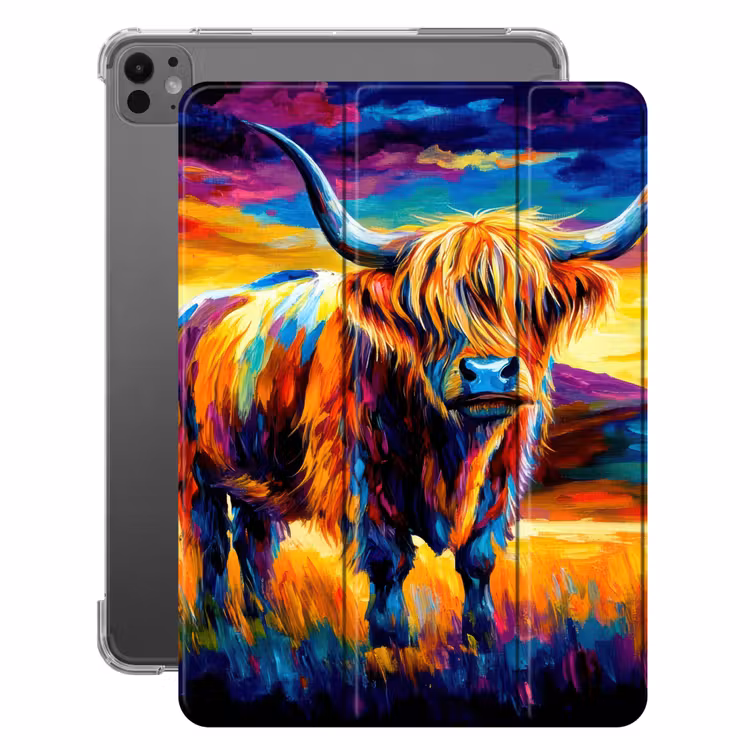 iPad-Hülle - Schottischer Hochländer - Kunst - Kuh - Tiere - Landschaft — 1