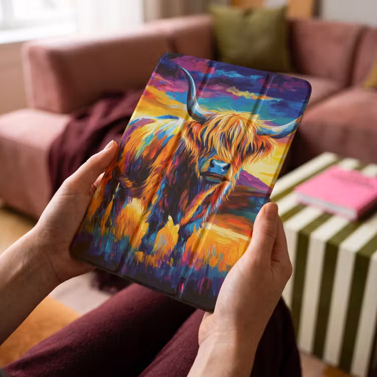 iPad-Hülle - Schottischer Hochländer - Kunst - Kuh - Tiere - Landschaft — 4