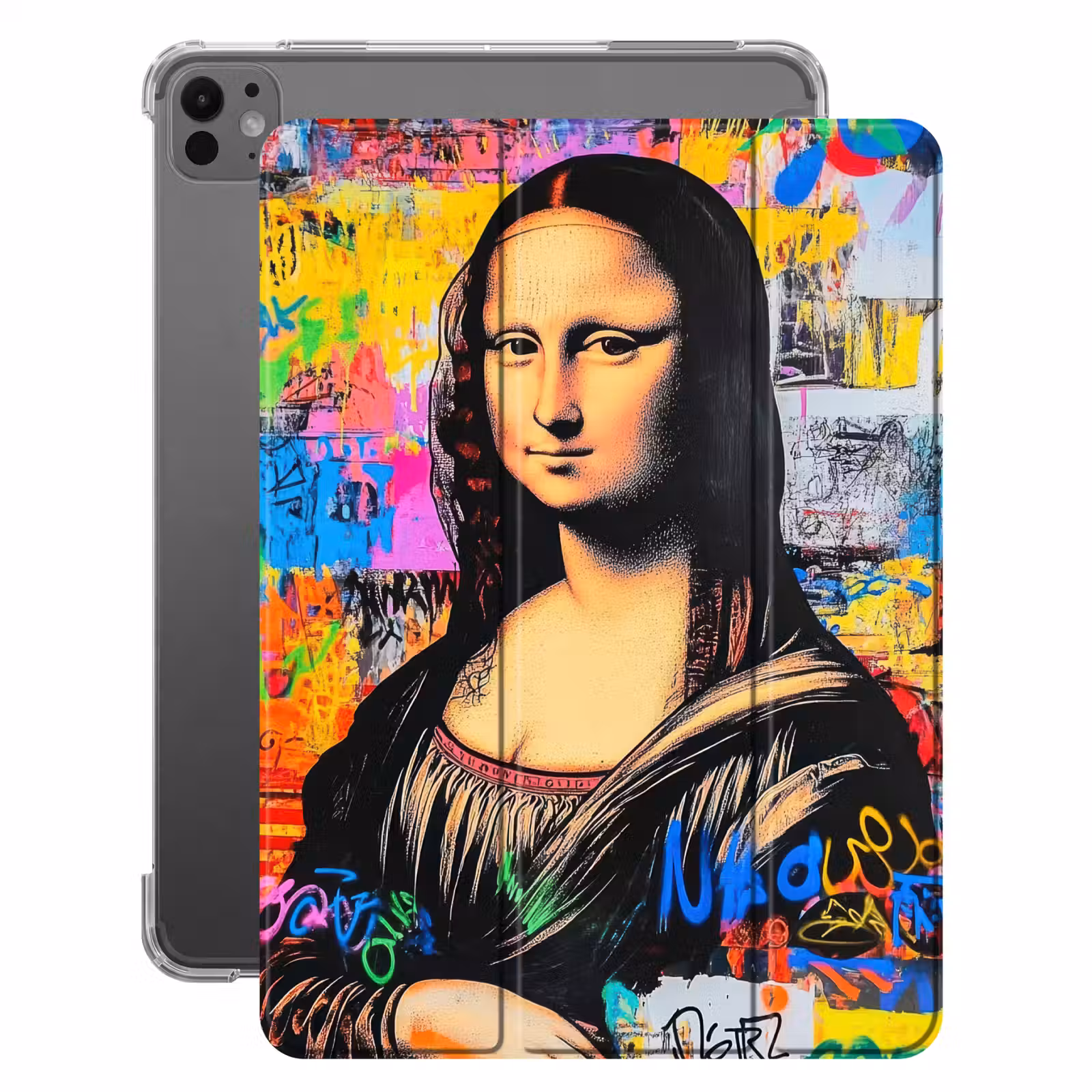 iPad-Hülle - Graffiti - Neon - Mona Lisa - Kunst - Da Vinci — 1