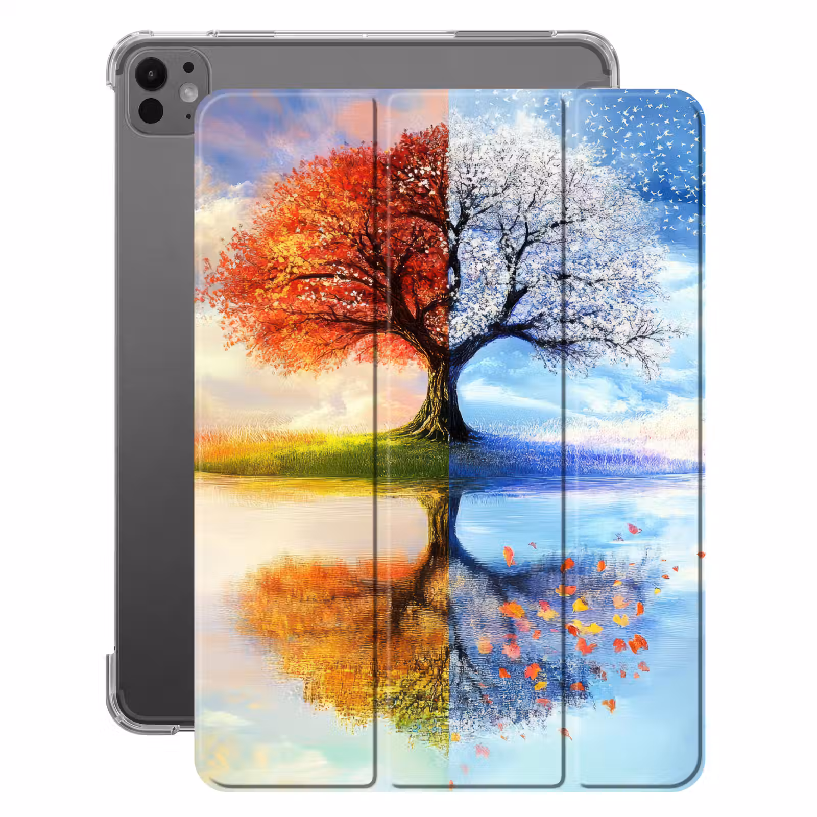 iPad-Hülle - Jahreszeiten - Kunst - Baum - Winter - Herbst — 1