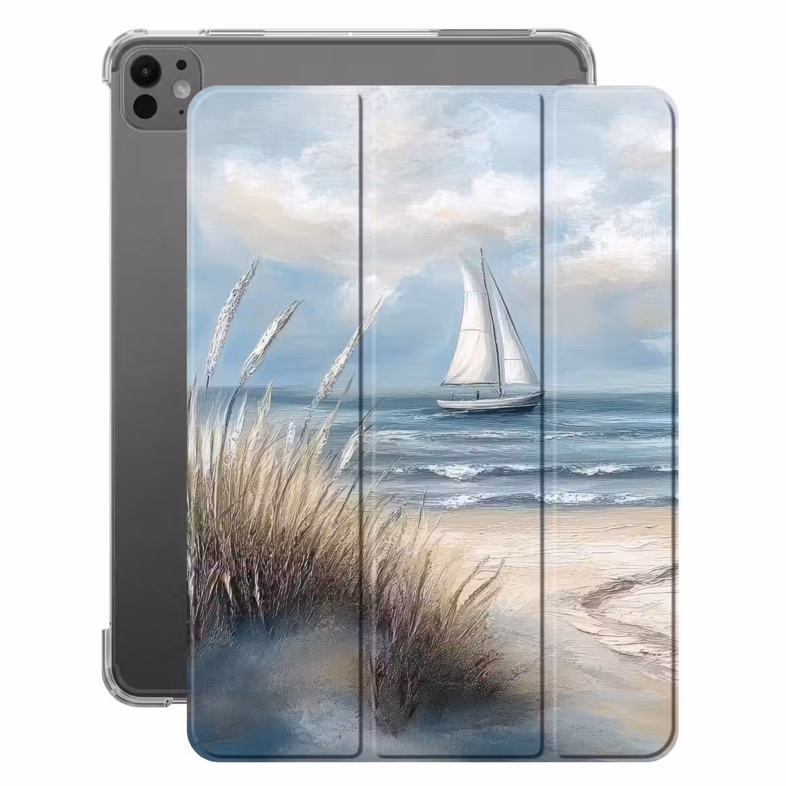 iPad-Hülle - Meer - Segelboot - Strand - Dünen - Vintage — 1