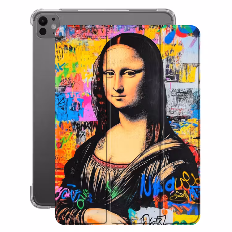 iPad-Hülle - Graffiti - Neon - Mona Lisa - Kunst - Da Vinci — 1