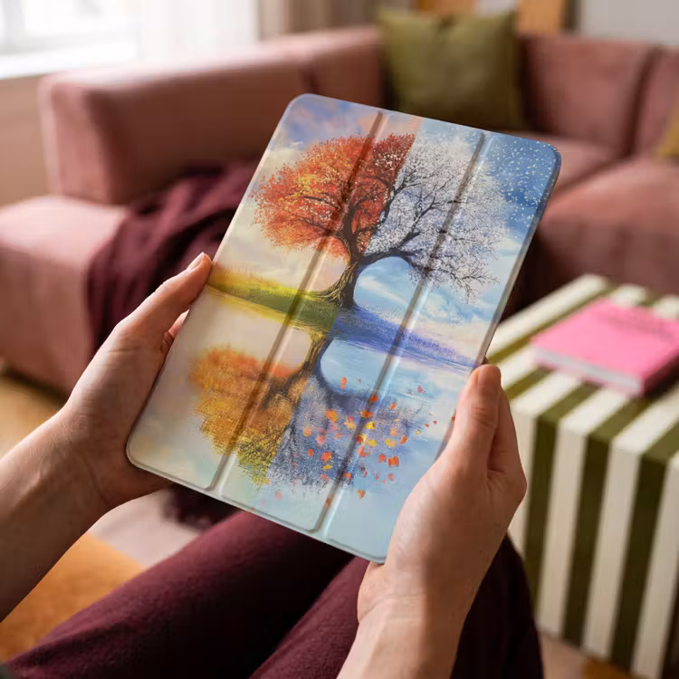 iPad-Hülle - Jahreszeiten - Kunst - Baum - Winter - Herbst — 4