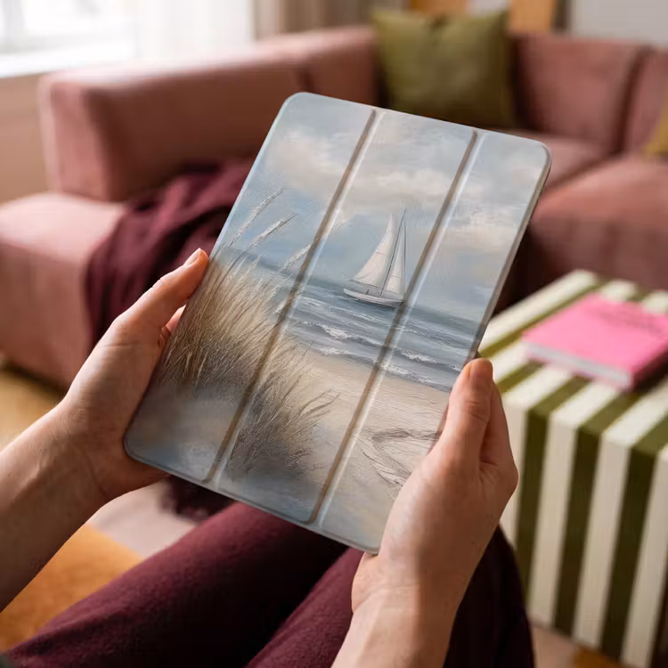 iPad-Hülle - Meer - Segelboot - Strand - Dünen - Vintage — 4