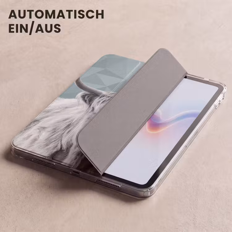 iPad-Hülle - Schottischer Highlander - Schwarz und weiß - Muster - Dreieck — 5