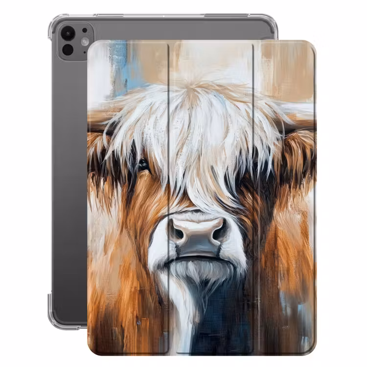 iPad-Hülle - Schottischer Highlander - Straßenkunst - Vintage - Kuh - Tiere — 1