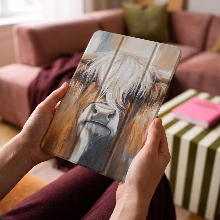 iPad-Hülle - Schottischer Highlander - Straßenkunst - Vintage - Kuh - Tiere — 4