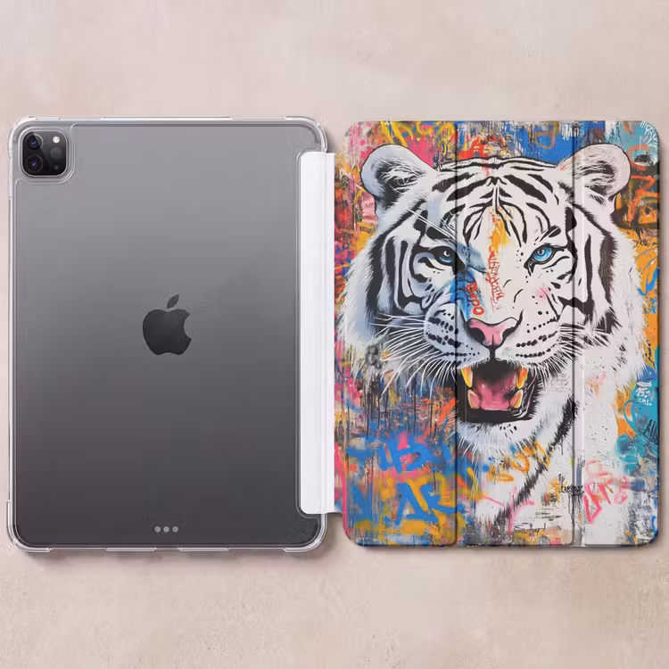iPad-Hülle - Straßenkunst - Tiger - Weiß - Graffiti - Tiere — 6