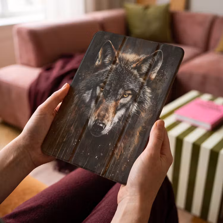 iPad-Hülle - Tiere - Wolf - Porträt - Schwarz - Braun — 4