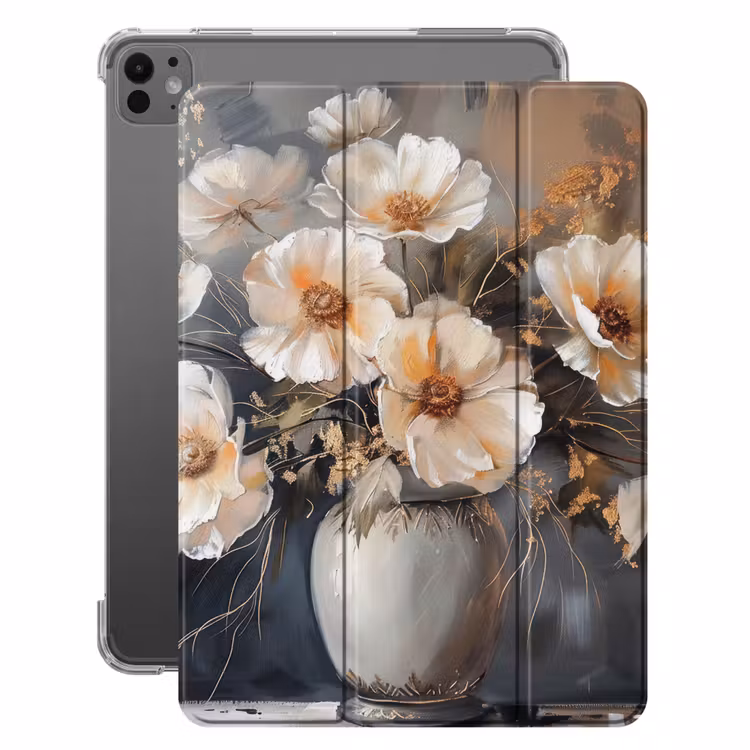 iPad-Hülle - Blumen - Weiß - Vase - Modern — 1