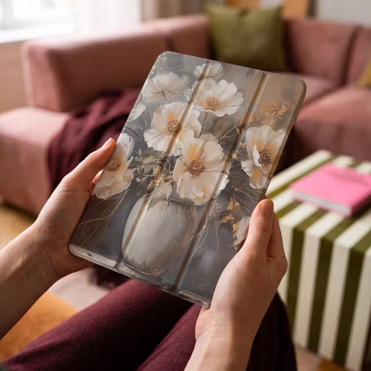 iPad-Hülle - Blumen - Weiß - Vase - Modern — 4