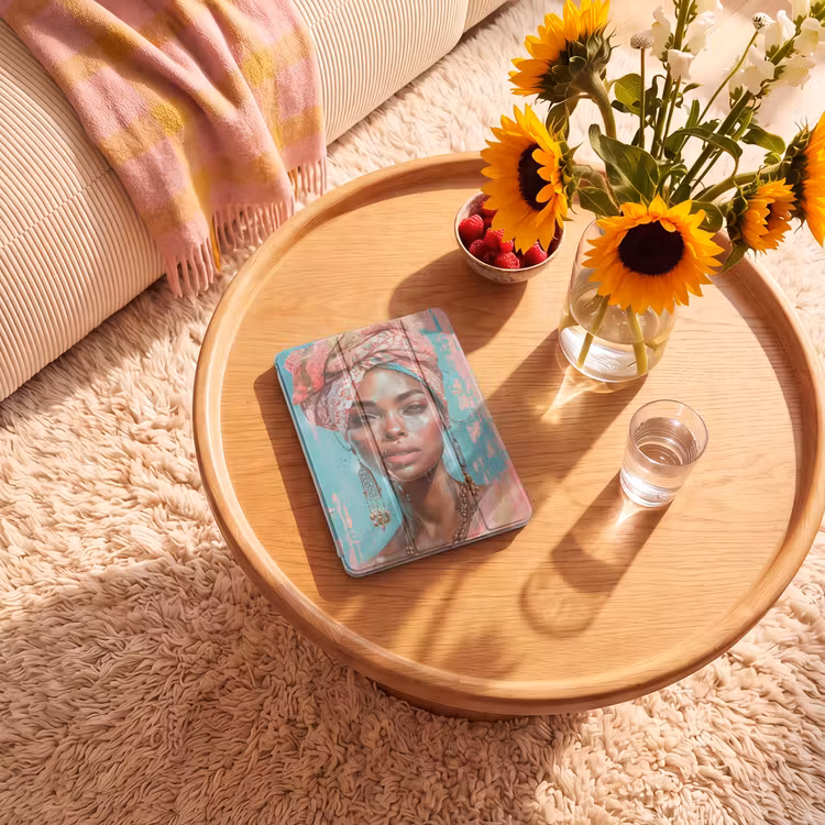 iPad-Hülle - Frau - Porträt - Blau - Rosa - Modern — 2