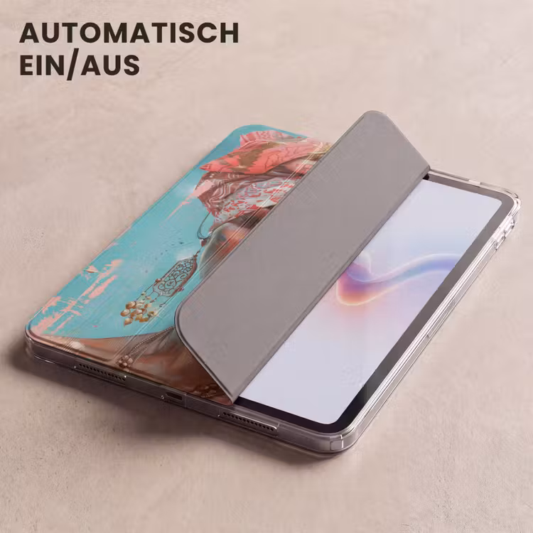 iPad-Hülle - Frau - Porträt - Blau - Rosa - Modern — 5