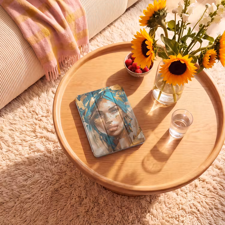 iPad-Hülle - Frau - Porträt - Gold - Luxus - Blau — 2
