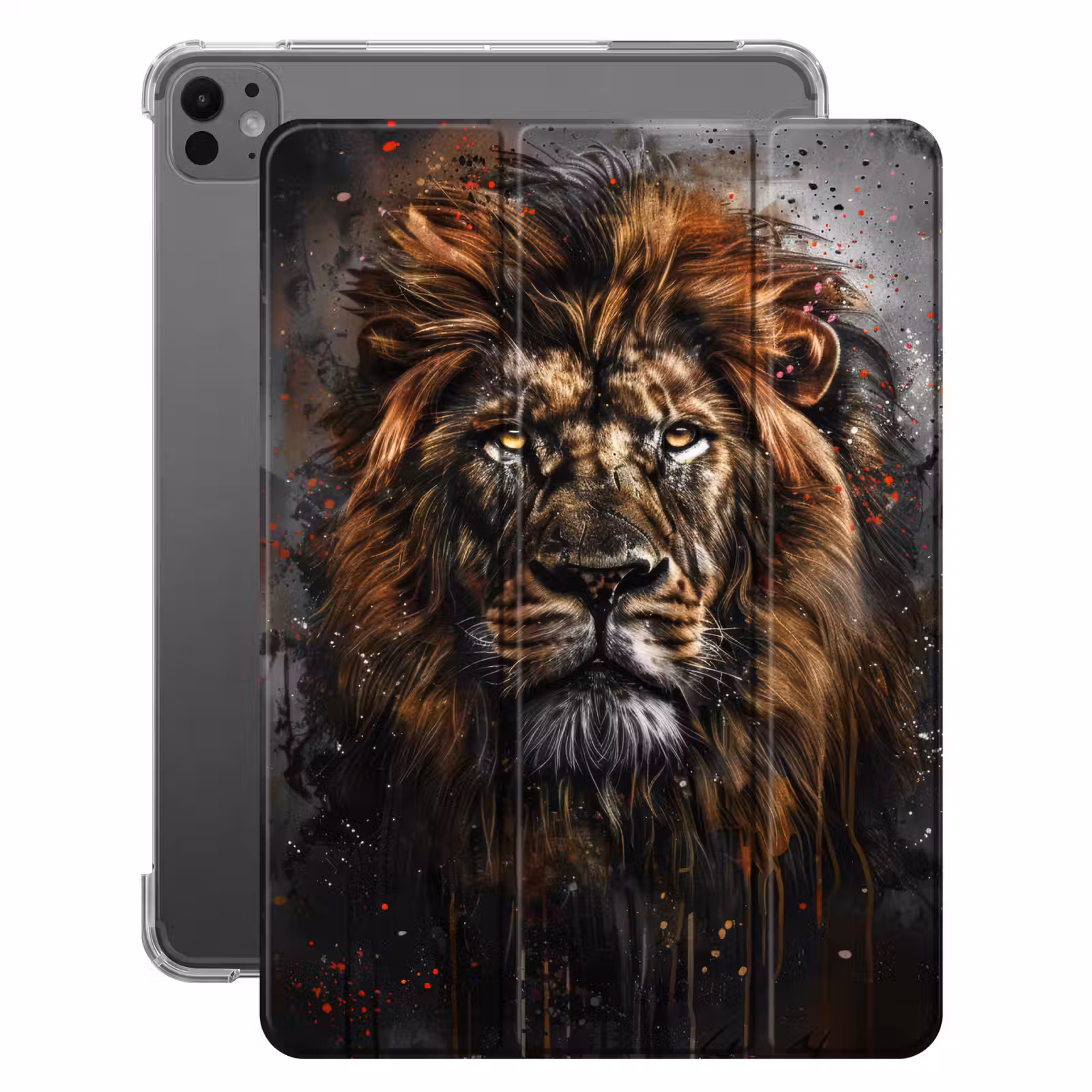 iPad-Hülle - Löwe - Tiere - Porträt - Schwarz - Luxus — 1