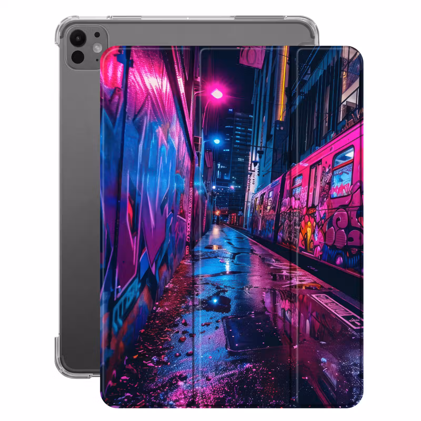 iPad-Hülle - Stadt - Neon - Nacht - Rosa - Graffiti — 1