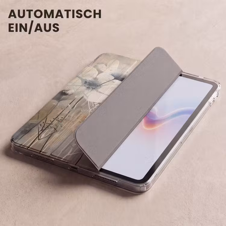 iPad-Hülle - Blumen - Pflanzen - Grau - Abstrakt — 5