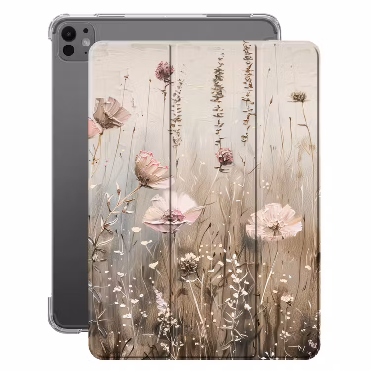 iPad-Hülle - Blumen - Rosa - Modern - Beige — 1