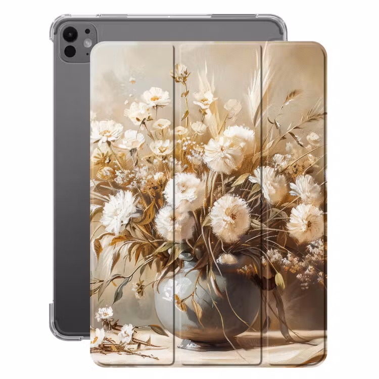 iPad-Hülle - Blumen - Vase - Stilleben - Beige — 1
