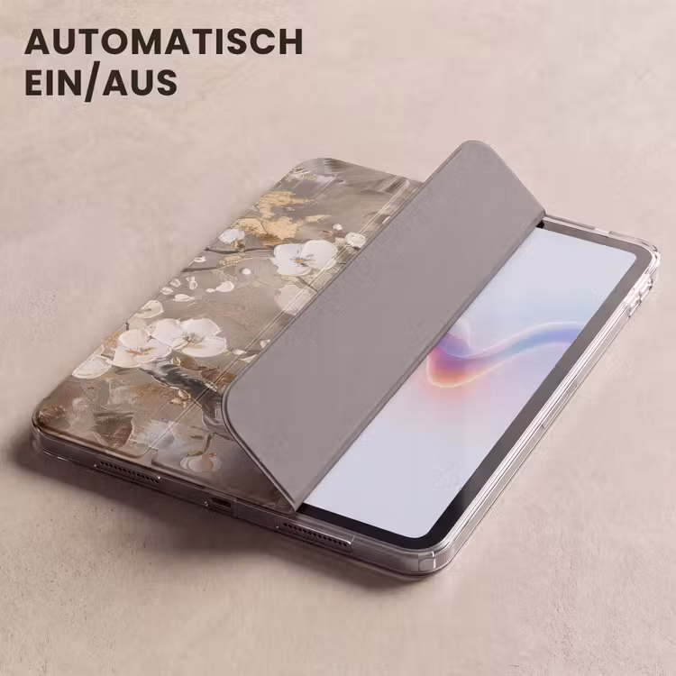 iPad-Hülle - Blumen - Weiß - Gold - Beige - Luxus — 5