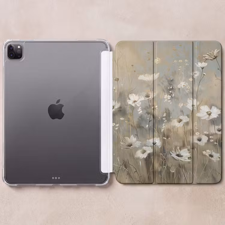 iPad-Hülle - Blumen - Weiß - Natur - Grau - Modern — 6