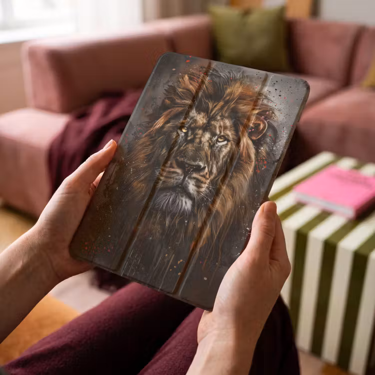 iPad-Hülle - Löwe - Tiere - Porträt - Schwarz - Luxus — 4