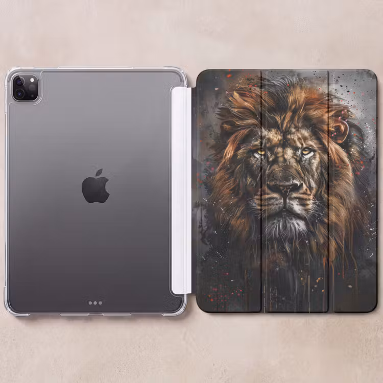 iPad-Hülle - Löwe - Tiere - Porträt - Schwarz - Luxus — 6