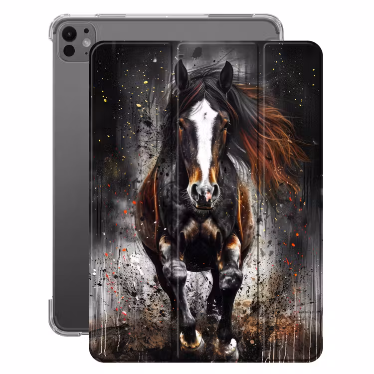 iPad-Hülle - Pferd - Tiere - Schwarz - Luxus - Modern — 1