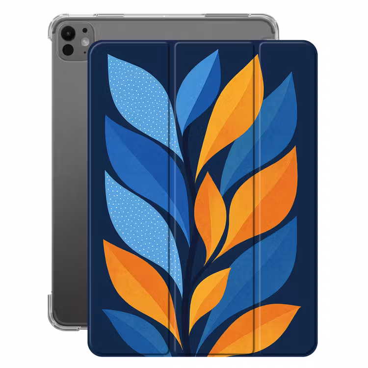 iPad-Hülle - Abstrakt - Blätter - Blau — 1