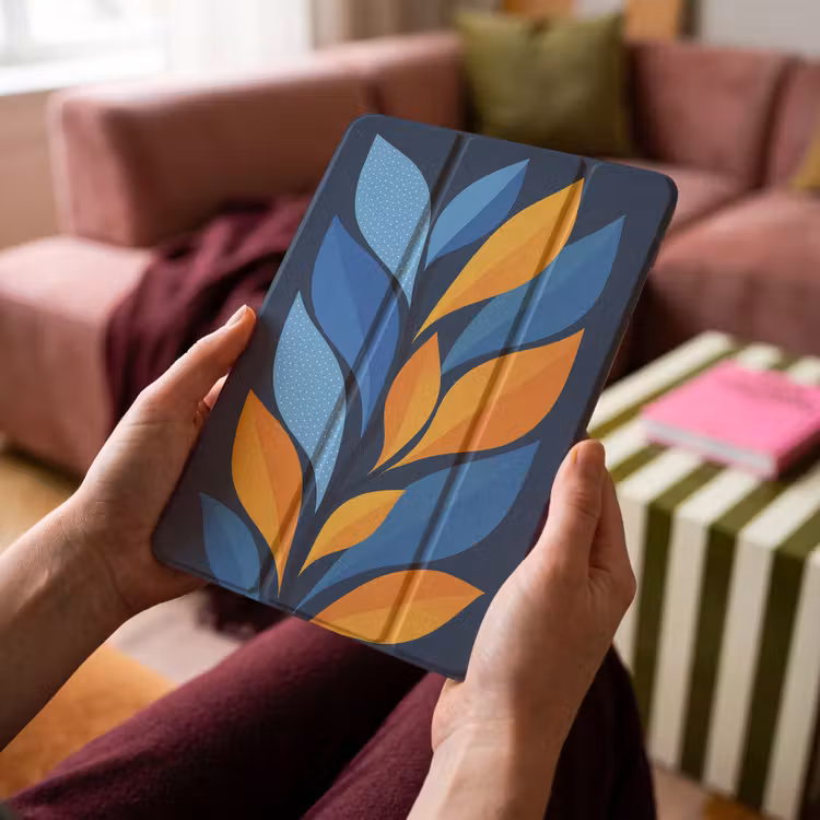 iPad-Hülle - Abstrakt - Blätter - Blau — 4