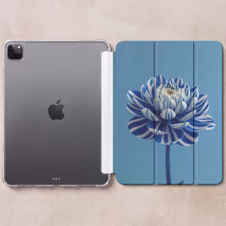 iPad-Hülle - Blume - Blau - Blütenblätter - Streifen — 6