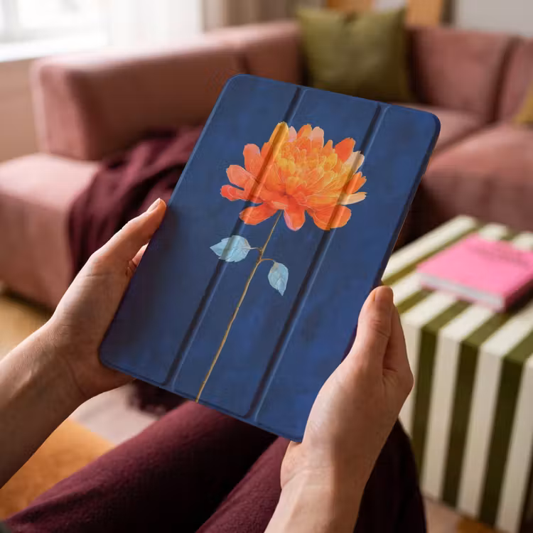 iPad-Hülle - Blume - Orange - Blätter — 4