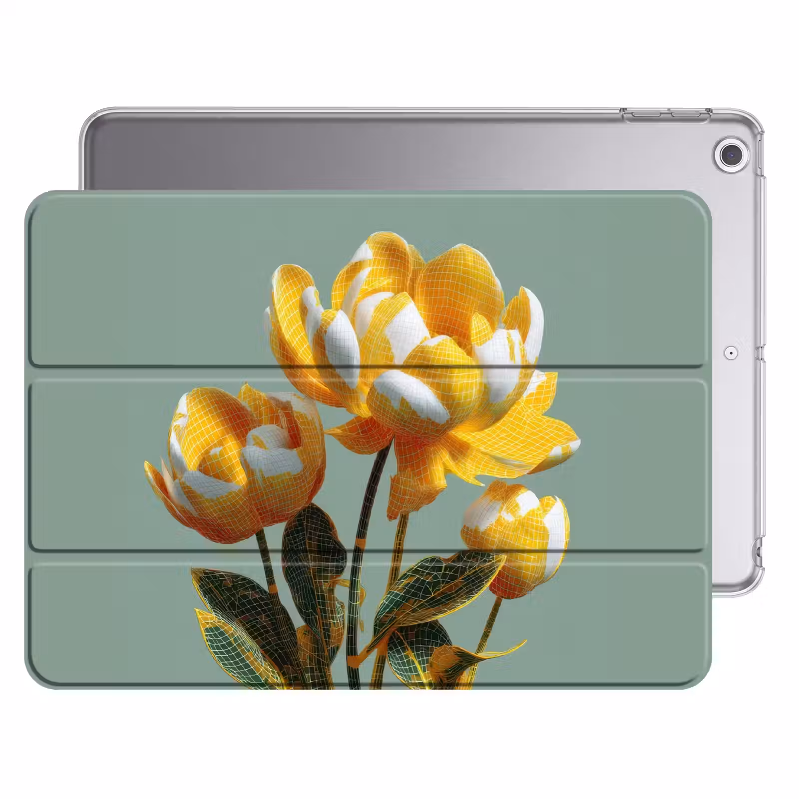 iPad-Hülle - Blumen - Gelb - Blätter - Struktur — 1