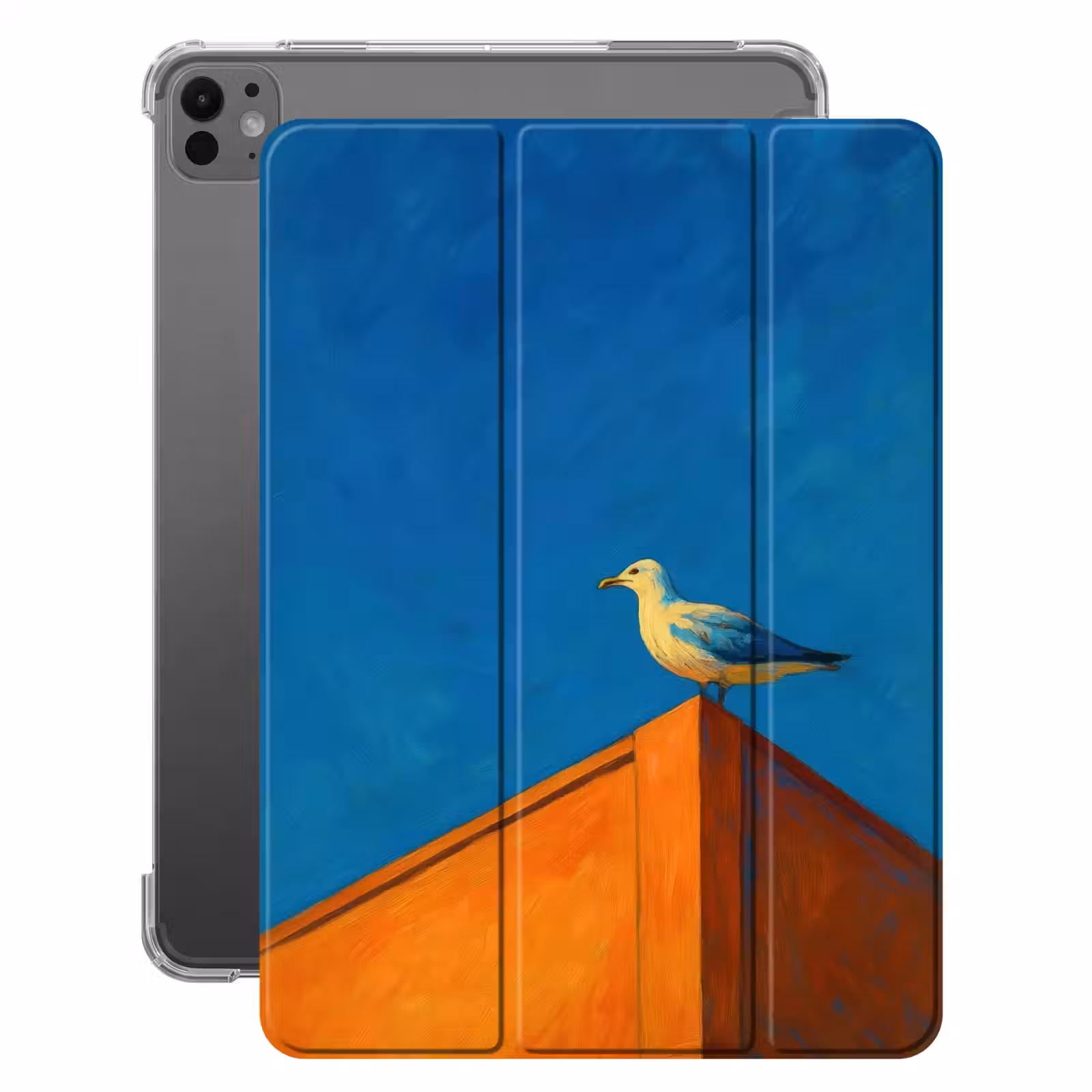 iPad-Hülle - Möwe - Gebäude - Himmel - Gemalt — 1