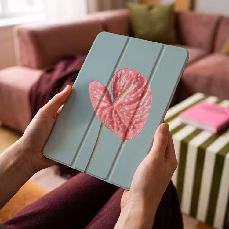 iPad-Hülle - Blatt - Anthurie - Punkte - Rosa — 4
