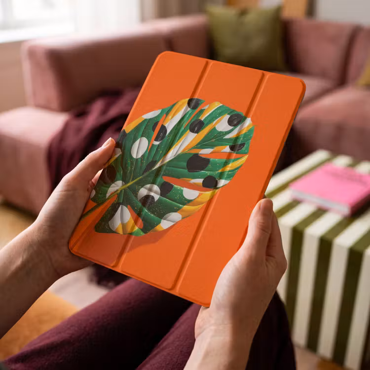 iPad-Hülle - Blatt - Orange - Punkte - Bunt — 4