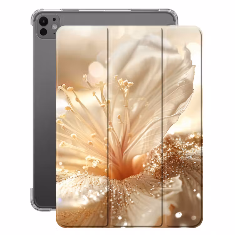 iPad-Hülle - Blume - Weiß - Glitter - Gold - Modern — 1