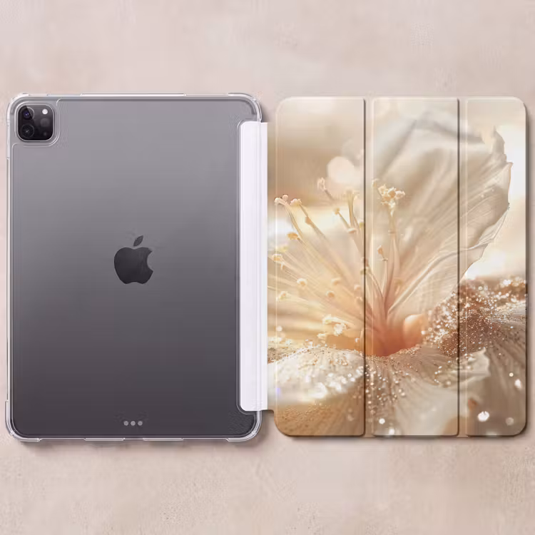 iPad-Hülle - Blume - Weiß - Glitter - Gold - Modern — 6