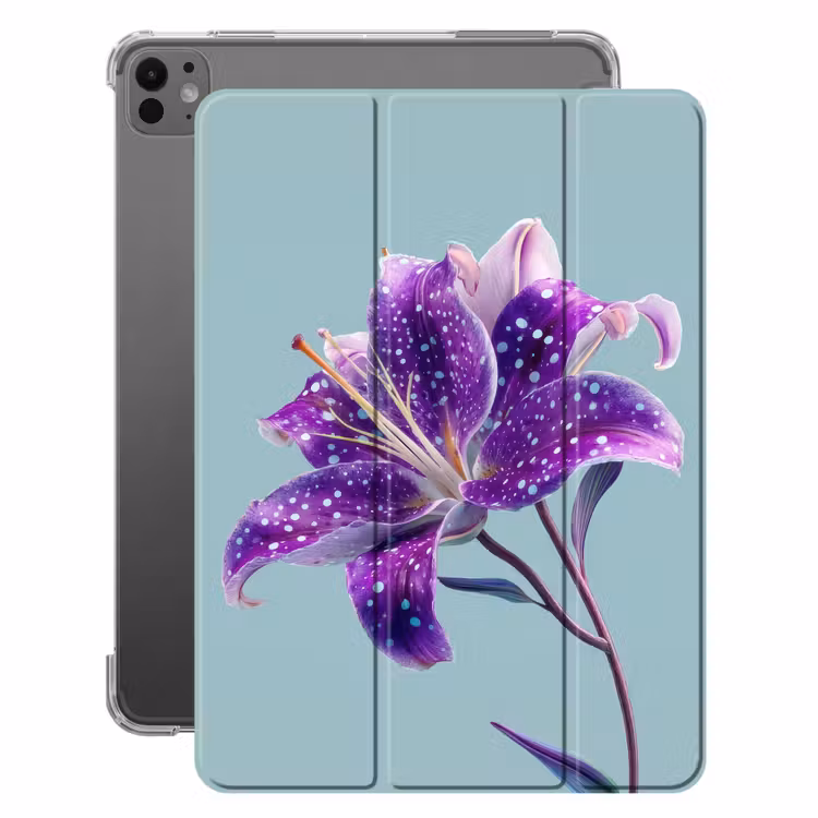iPad-Hülle - Lilie - Blume - Lila - Tupfen — 1