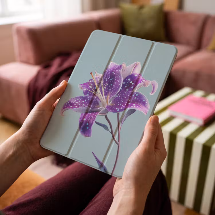 iPad-Hülle - Lilie - Blume - Lila - Tupfen — 4