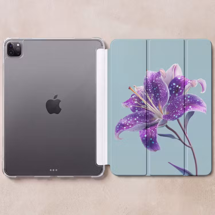 iPad-Hülle - Lilie - Blume - Lila - Tupfen — 6