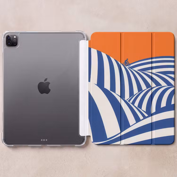 iPad-Hülle - Radfahrer - Hügel - Streifen - Blau — 6