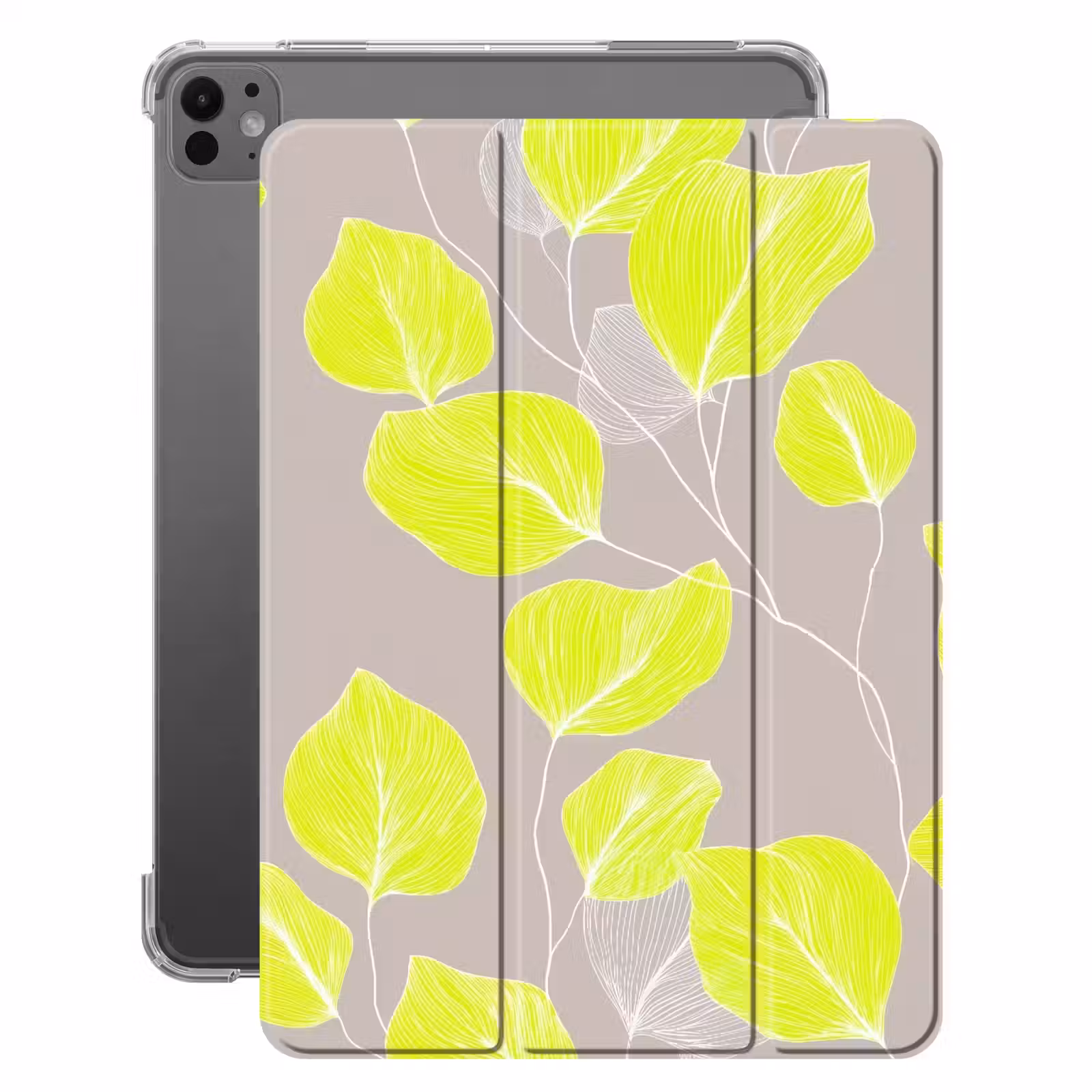 iPad-Hülle - Blätter - Neon - Gelb - Linien — 1