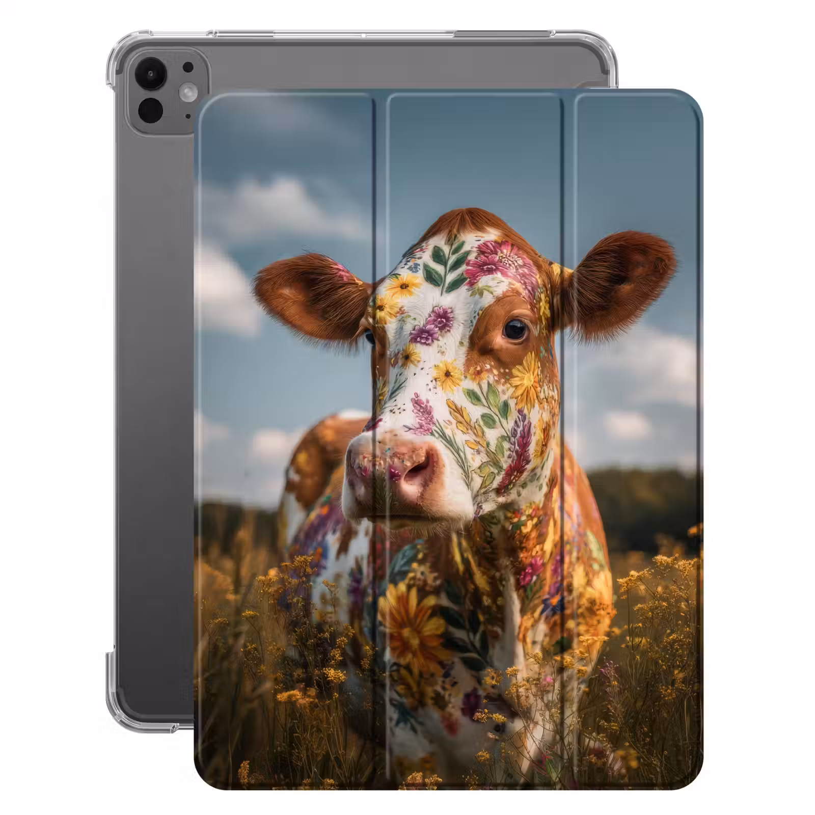 iPad-Hülle - Kuh - Blumen - Wiese — 1