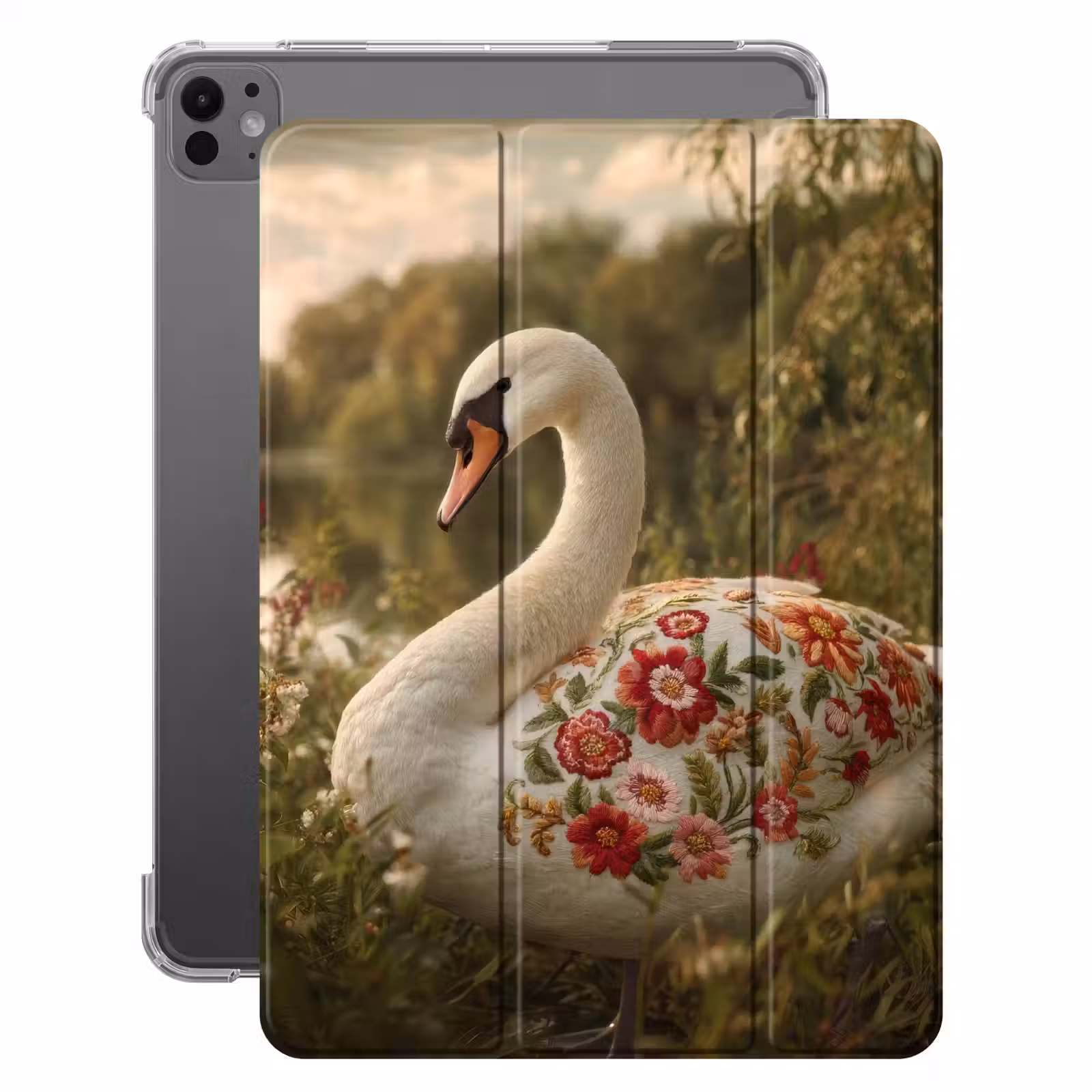 iPad-Hülle - Schwan - Blumen - Natur — 1