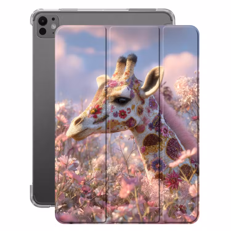 iPad-Hülle - Giraffe - Blumen - Rosa — 1