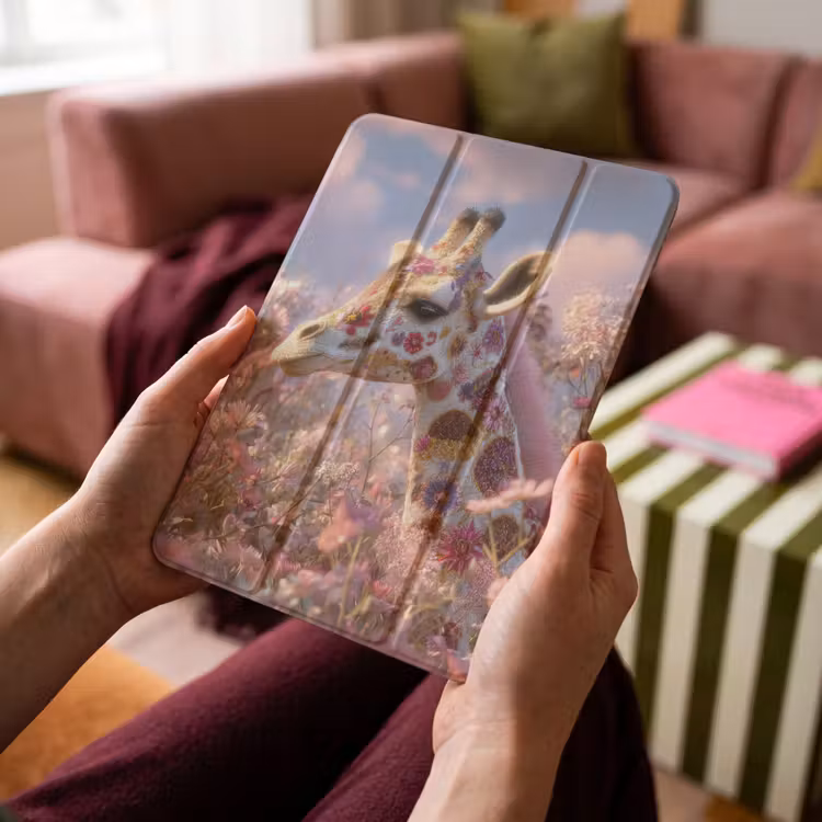 iPad-Hülle - Giraffe - Blumen - Rosa — 4
