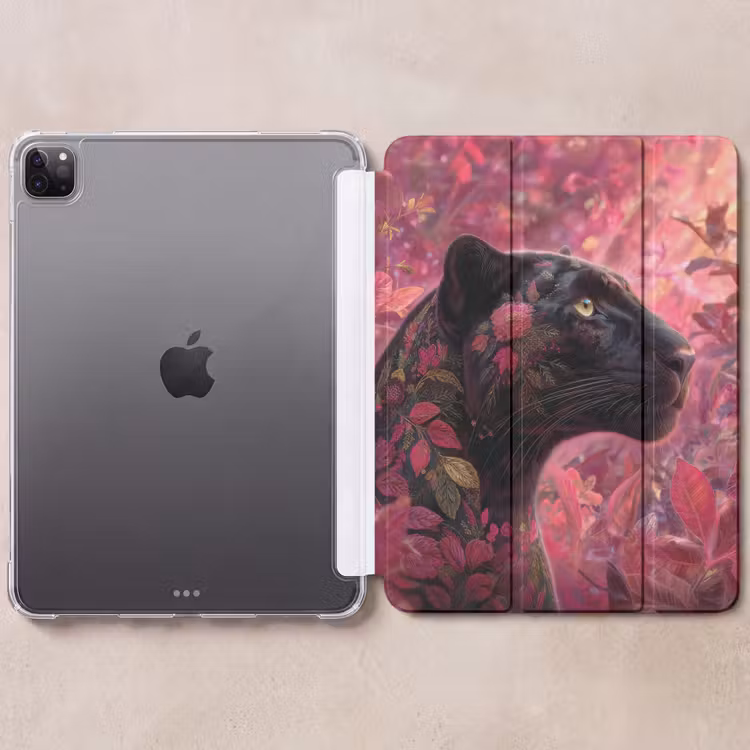 iPad-Hülle - Leopard - Blumen - Rosa — 6