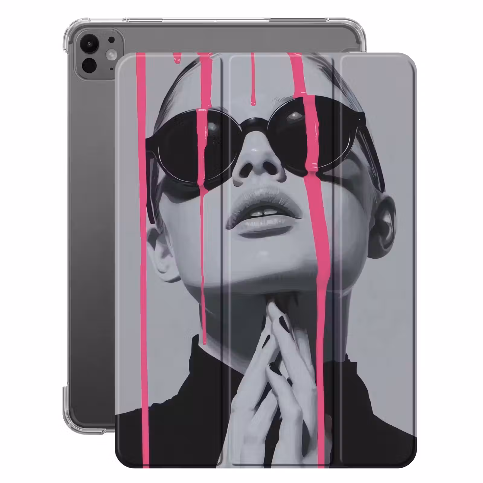 iPad-Hülle - Porträt - Frau - Sonnenbrille - Farbtropfen — 1