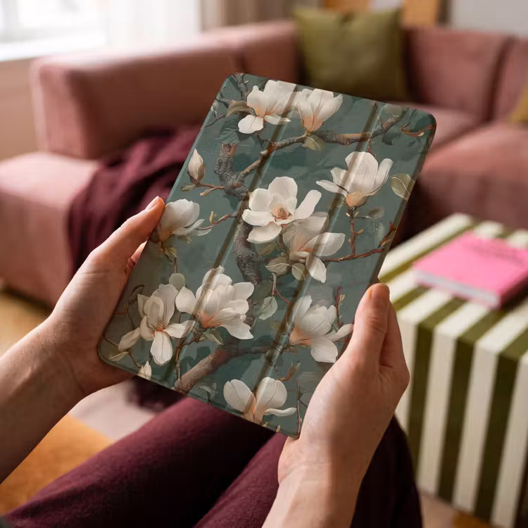 iPad-Hülle - Blumen - Zweige - Weiß - Klassisch — 4